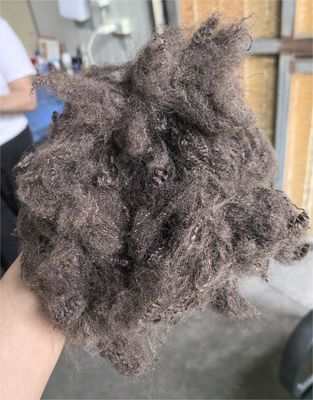 Harga yang bagus Serat Staple Polyester Daur Ulang 6D 64mm Kafe Hitam Brown on line