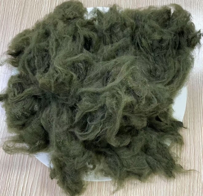 Harga yang bagus Serat Poliester Dope Dyed Hijau Rumput Laut 1.5D 38mm on line