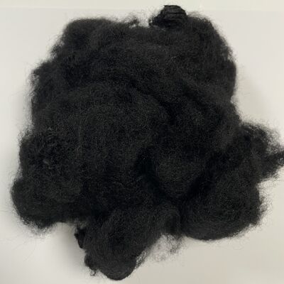 Harga yang bagus 12D × 64mm Hitam Daur Ulang tahan api Serat Keamanan Tinggi tekstil rumah, interior mobil Bahan baku berkualitas tinggi on line